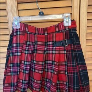 Zara Red and Black Plaid Mini Skirt